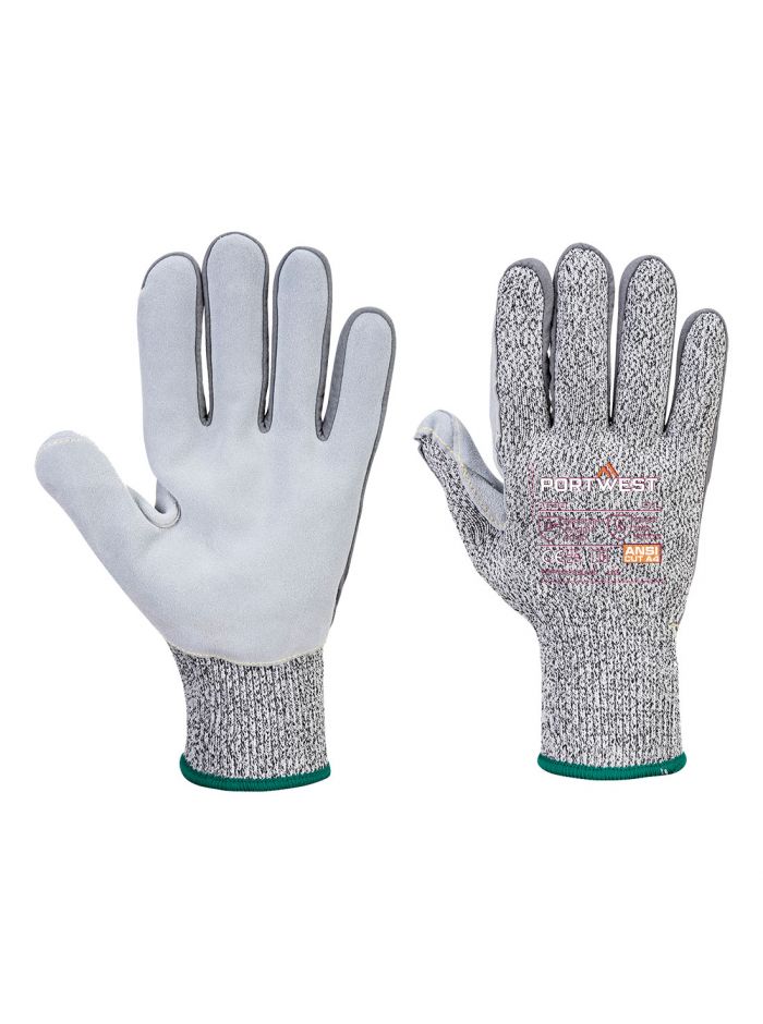 Cut D13 Leather Palm Glove, L, R, Grey